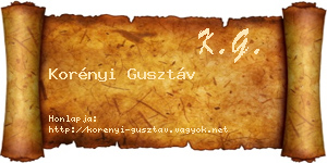 Korényi Gusztáv névjegykártya